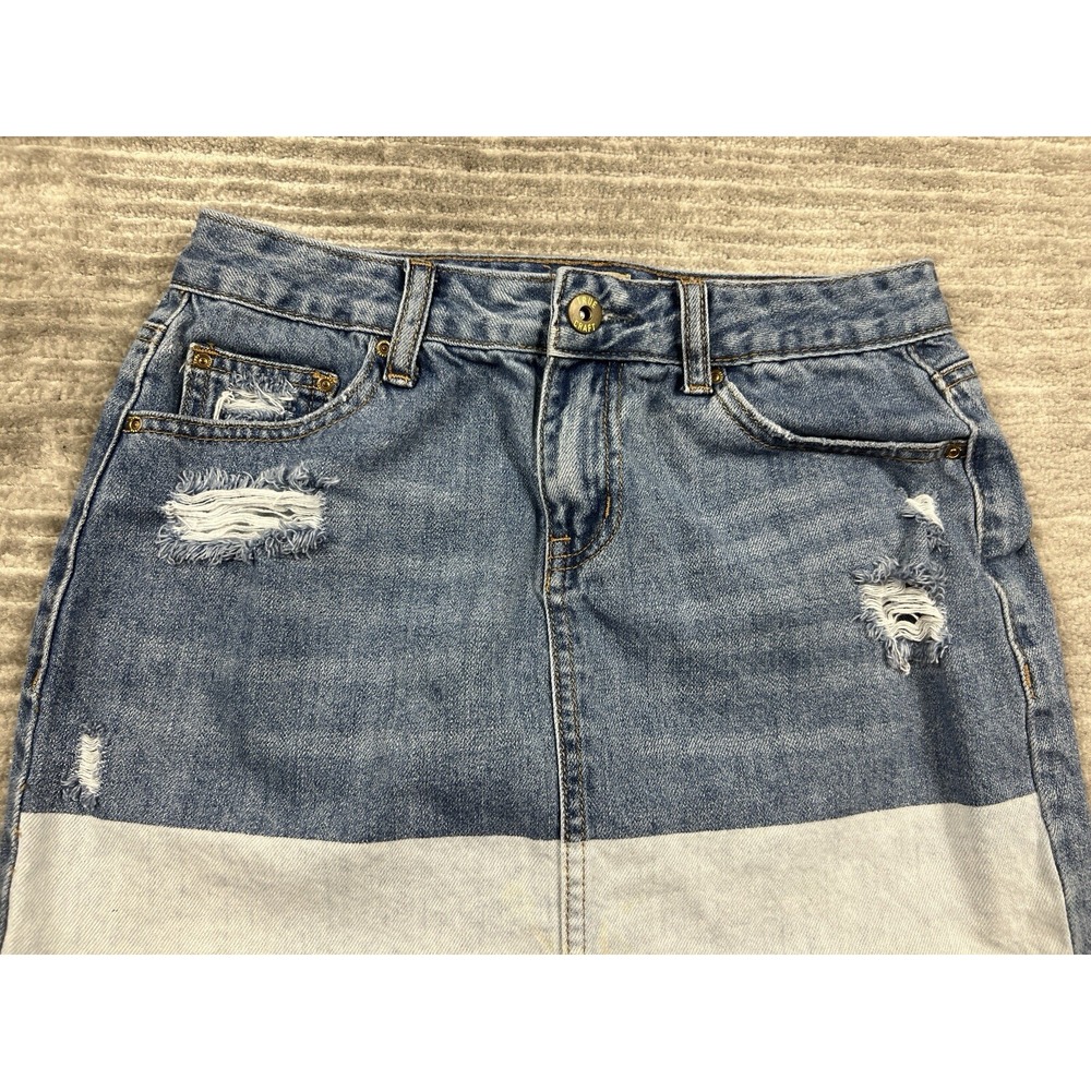 True Craft Skirt Juniors 3 Blue Denim‎ Mini 100% Cotton Casual - Picture 2 of 12